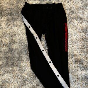 Snap Off‎ Pants Mens Large Black Warm Up Sweats Tear Away Satin Loose Fit Y2K